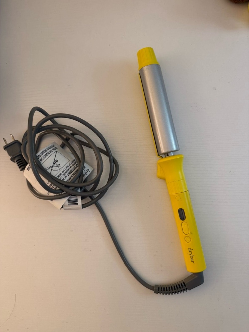Drybar Yellow Travel Curling Iron with Silver Barrel
